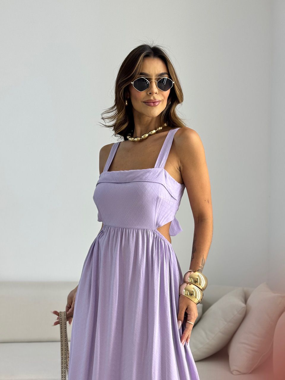 VESTIDO MELANIE ALÇA GROSSA LILÁS