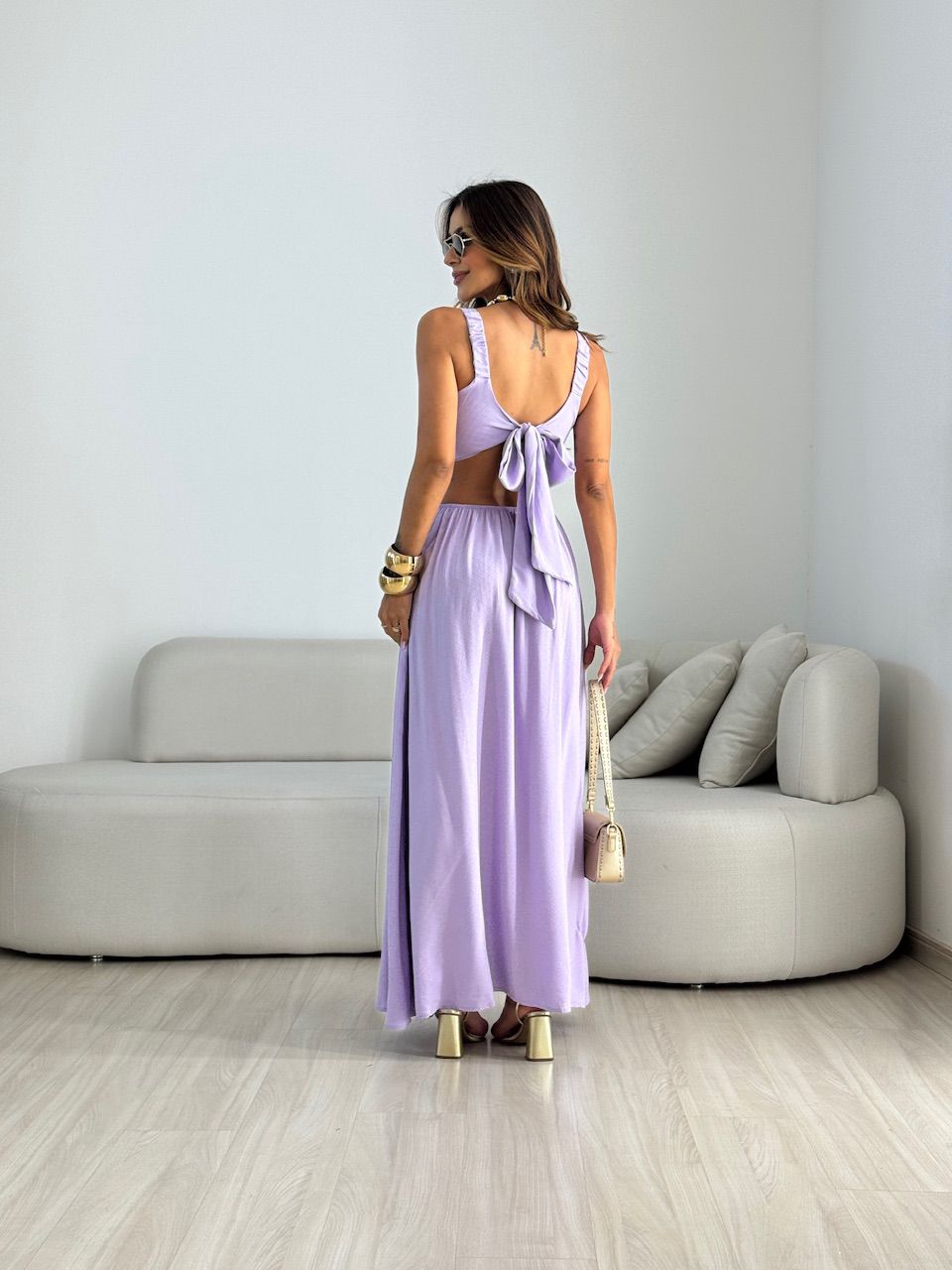 VESTIDO MELANIE ALÇA GROSSA LILÁS