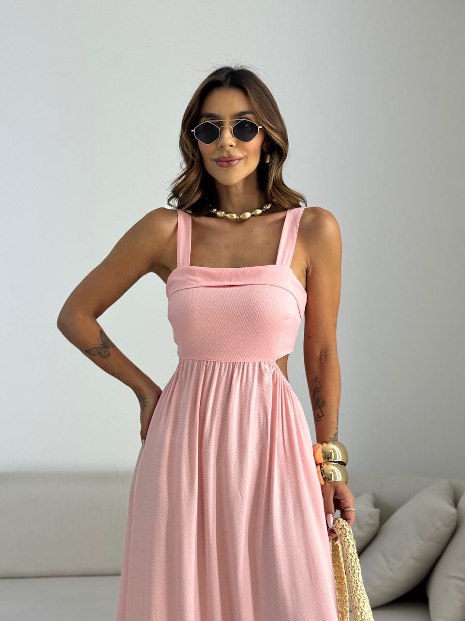 VESTIDO MELANIE ALÇA GROSSA ROSA