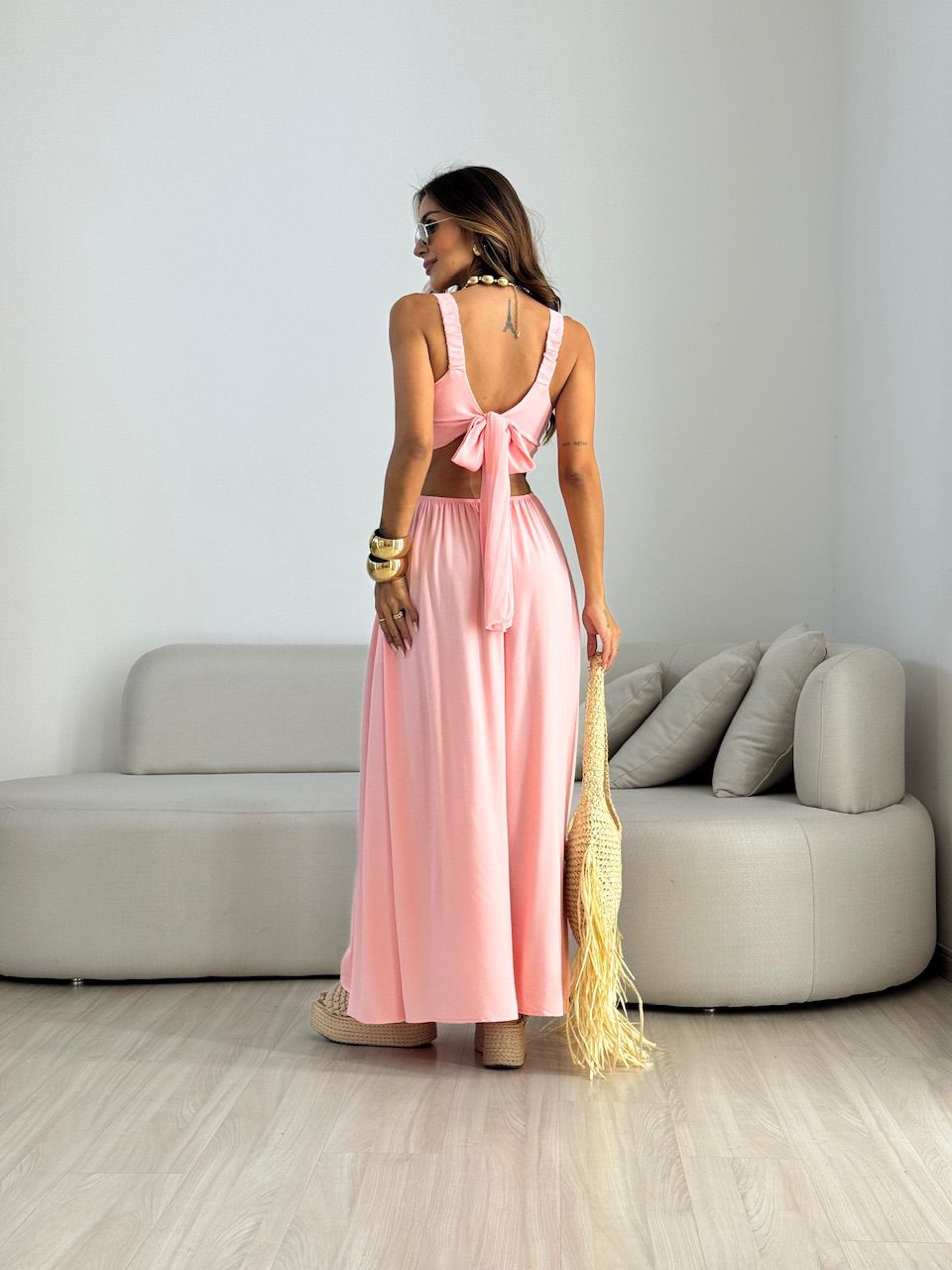 VESTIDO MELANIE ALÇA GROSSA ROSA