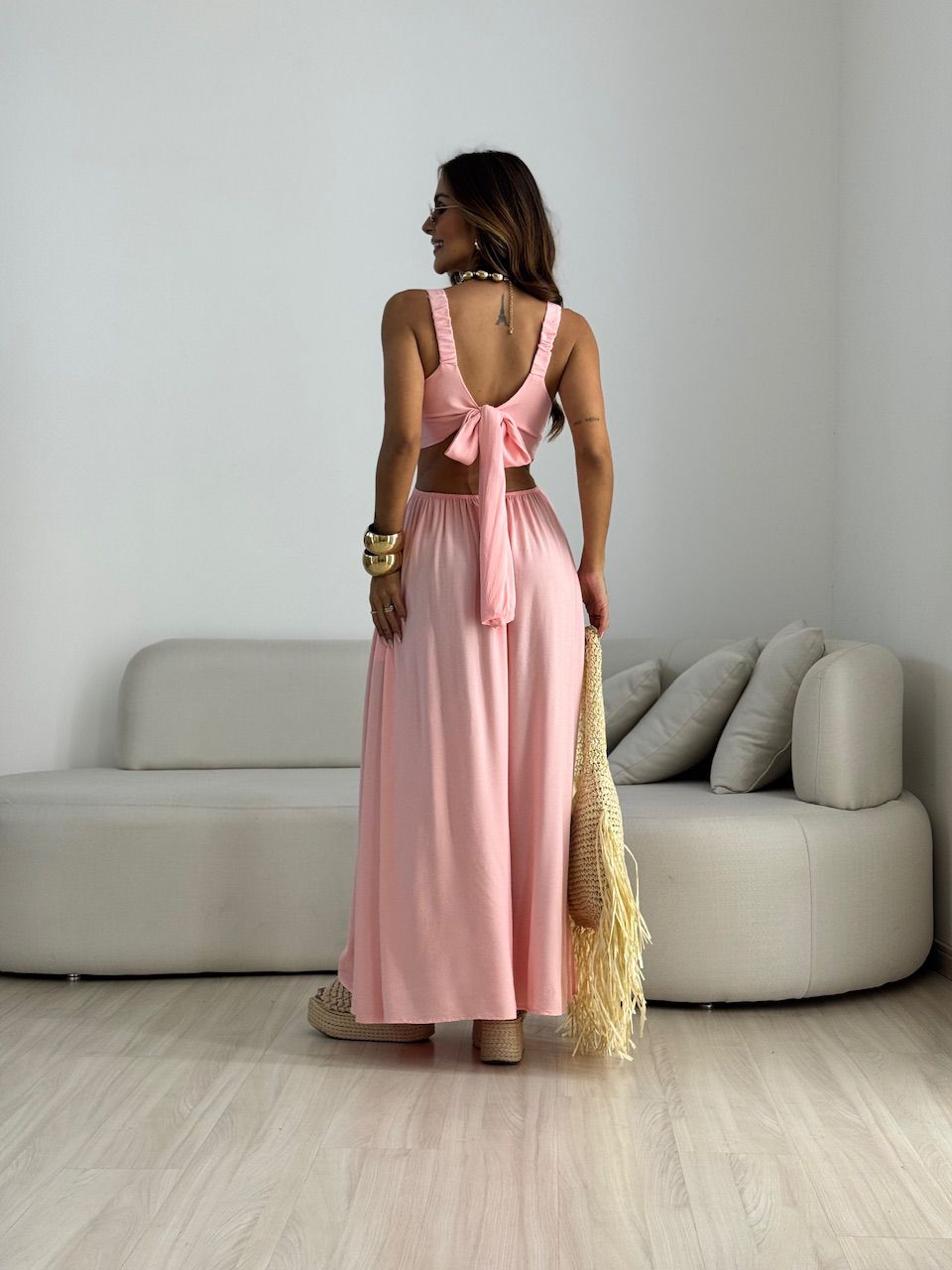 VESTIDO MELANIE ALÇA GROSSA ROSA