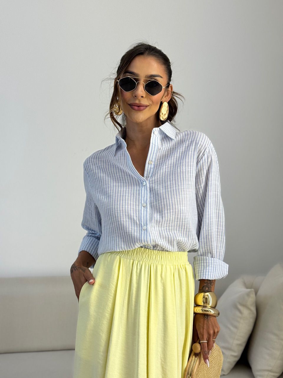 CAMISA ELAINE LISTRADA AZUL