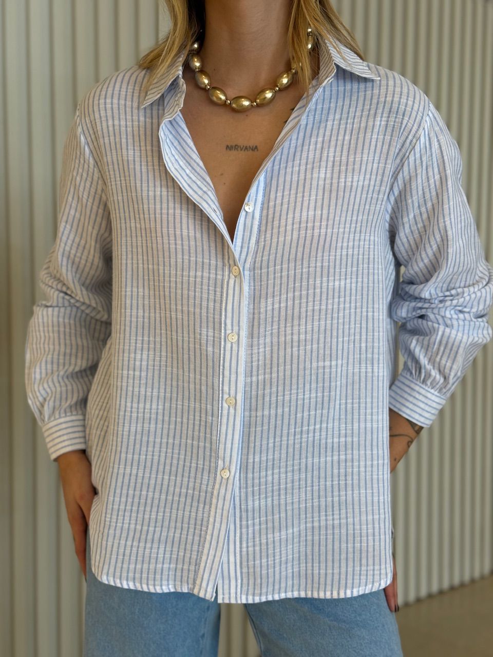 CAMISA ELAINE LISTRADA AZUL