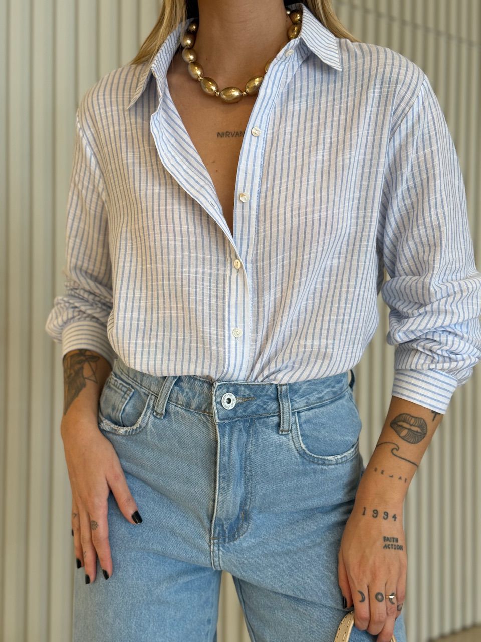 CAMISA ELAINE LISTRADA AZUL