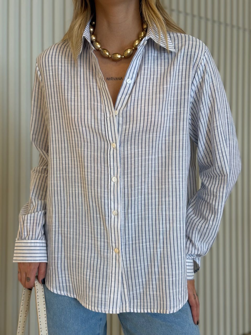 CAMISA ELAINE LISTRADA MARINHO