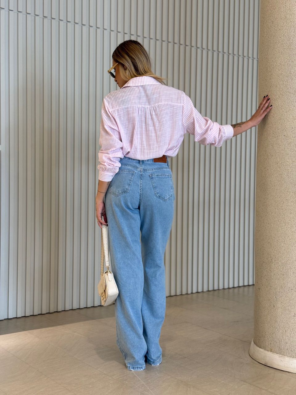 CAMISA ELAINE LISTRADA ROSA