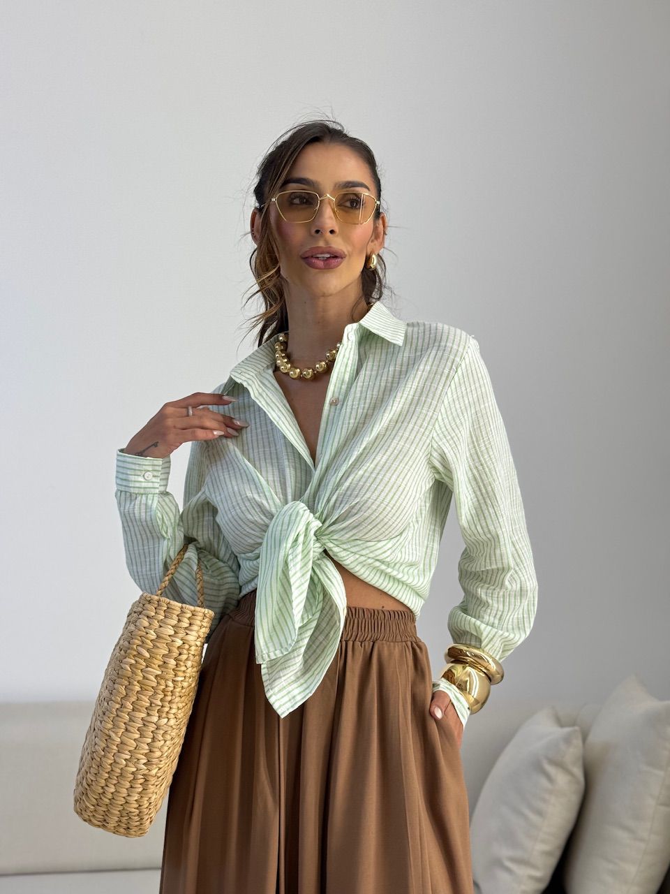 CAMISA ELAINE LISTRADA VERDE