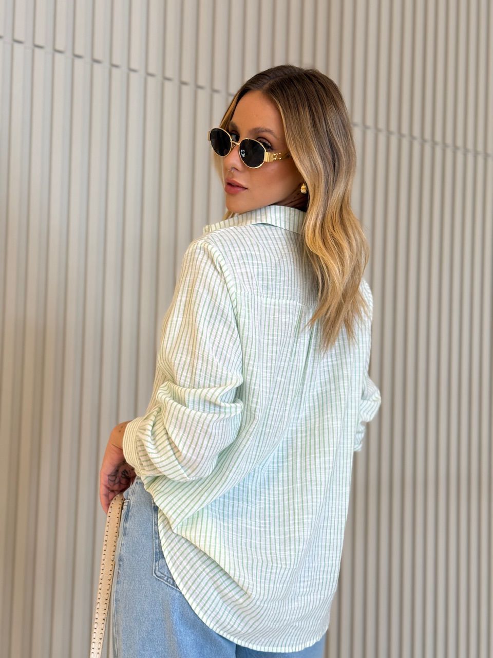CAMISA ELAINE LISTRADA VERDE
