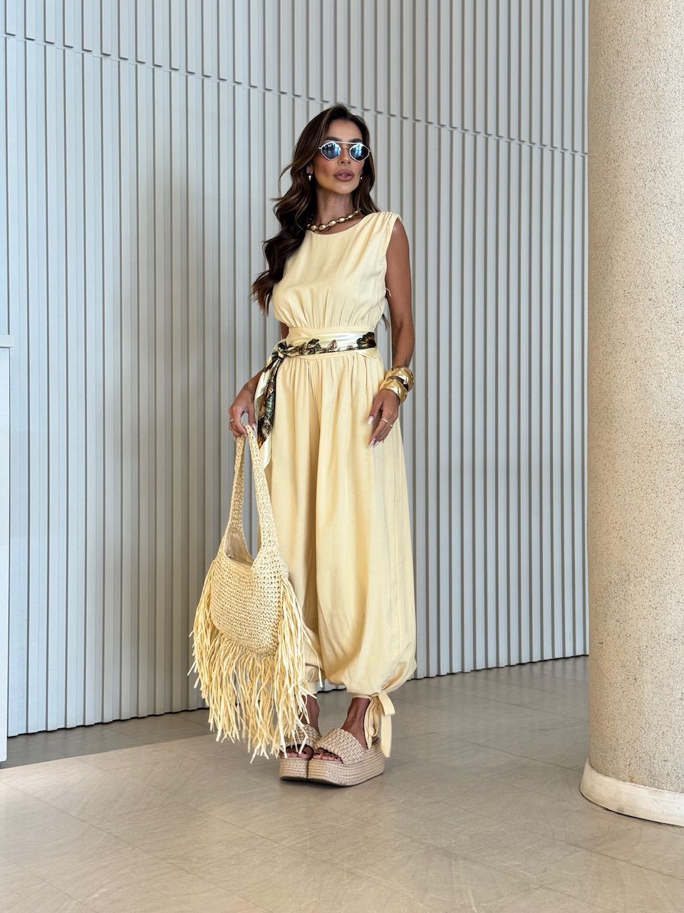 MACACÃO LIDIANE ALADIM YELLOW BUTTER - 0072690431 - CAROLLA FERRARO