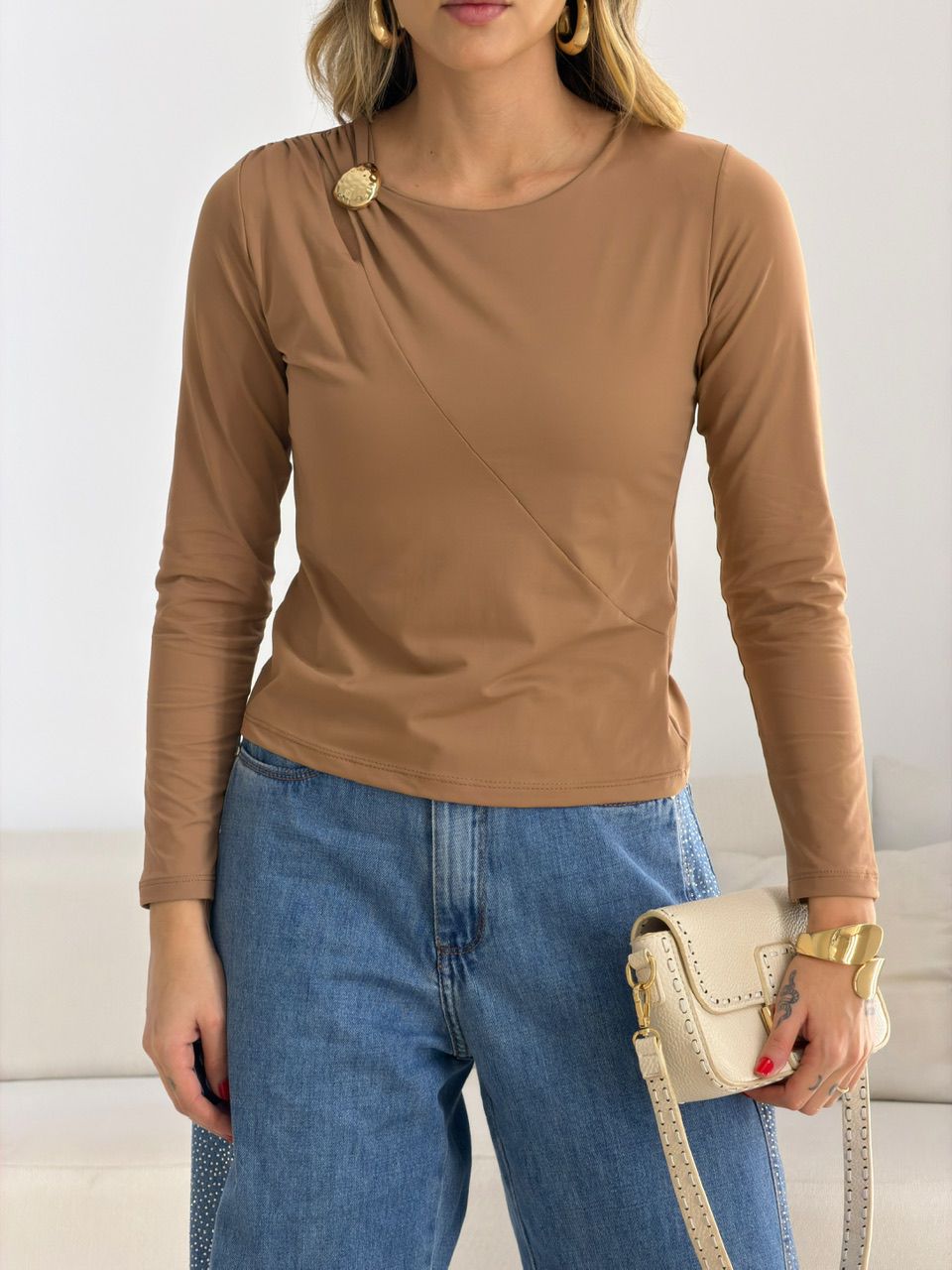 BLUSA IVANA METAL NUDE