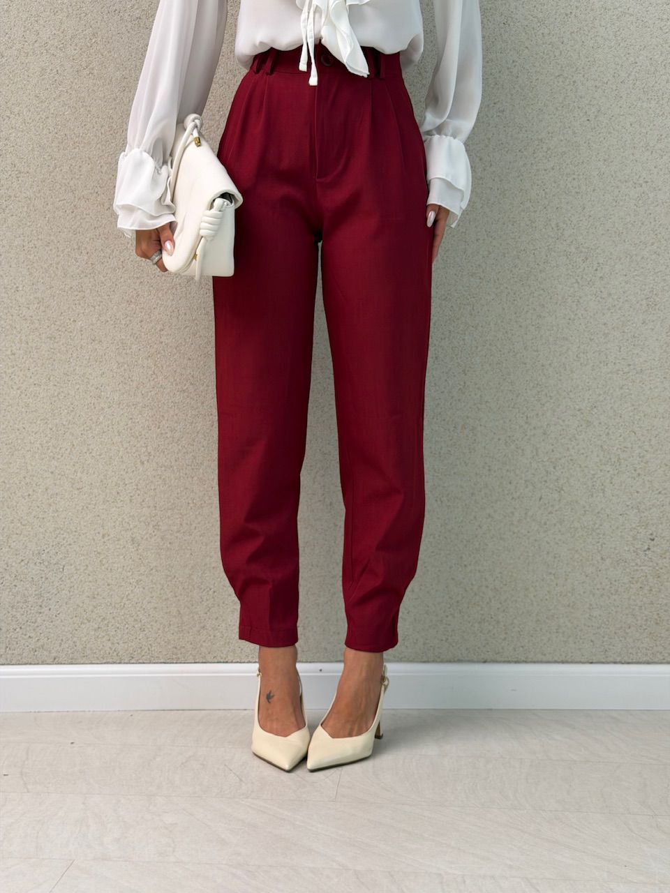 CALÇA KATARINE CENOURA VINHO - 0076360168 - CAROLLA FERRARO