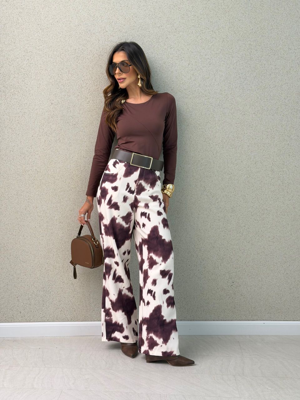 CALÇA MELINA VACA MARROM