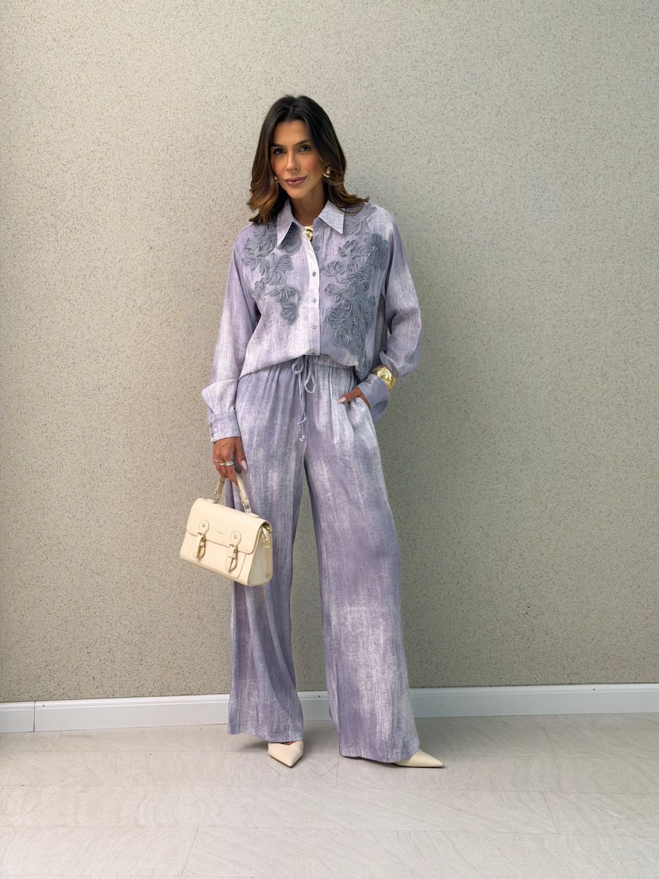 CONJUNTO KÁTIA CAMISA CINZA - 0076270091 - CAROLLA FERRARO