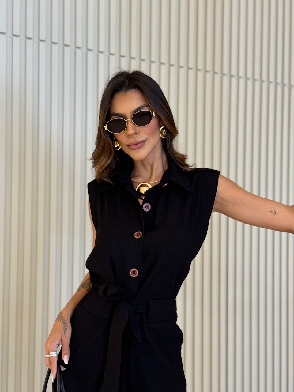 MACACÃO SANDRA FAIXA PRETO