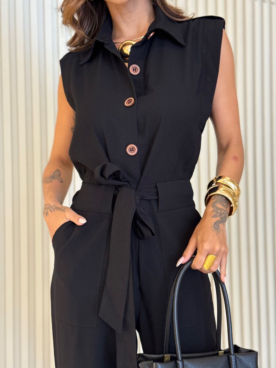 MACACÃO SANDRA FAIXA PRETO