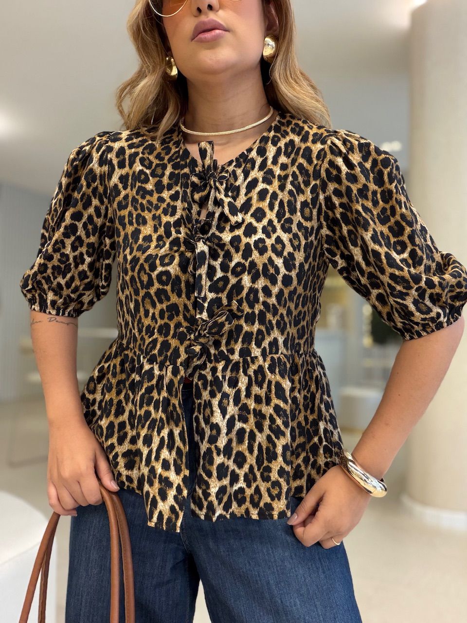 BATA ARIANE ANIMAL PRINT MARROM - 0077500054 - CAROLLA FERRARO