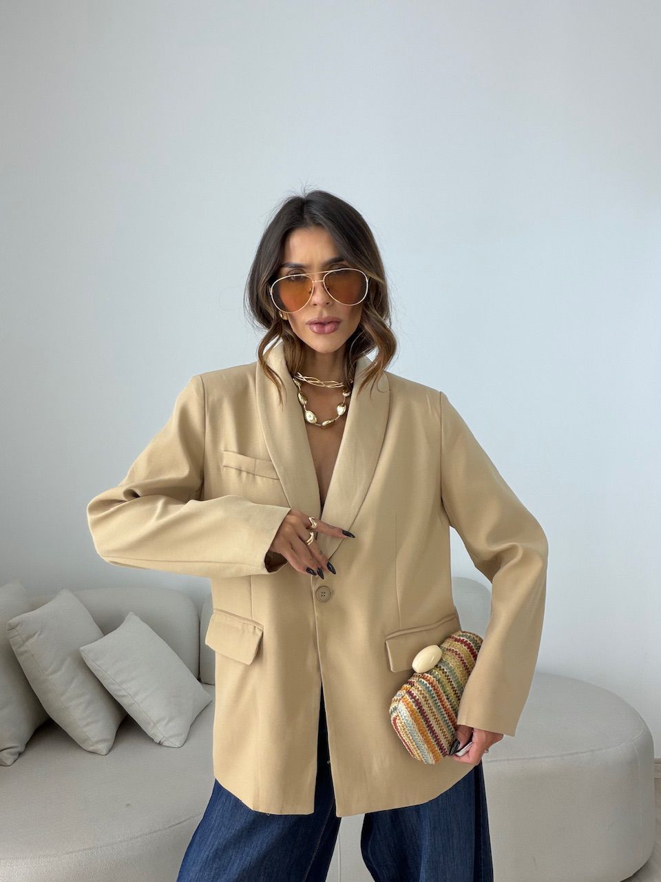 BLAZER CHLOE FORRADO AREIA