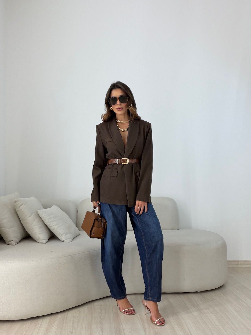 BLAZER CHLOE FORRADO CAFÉ