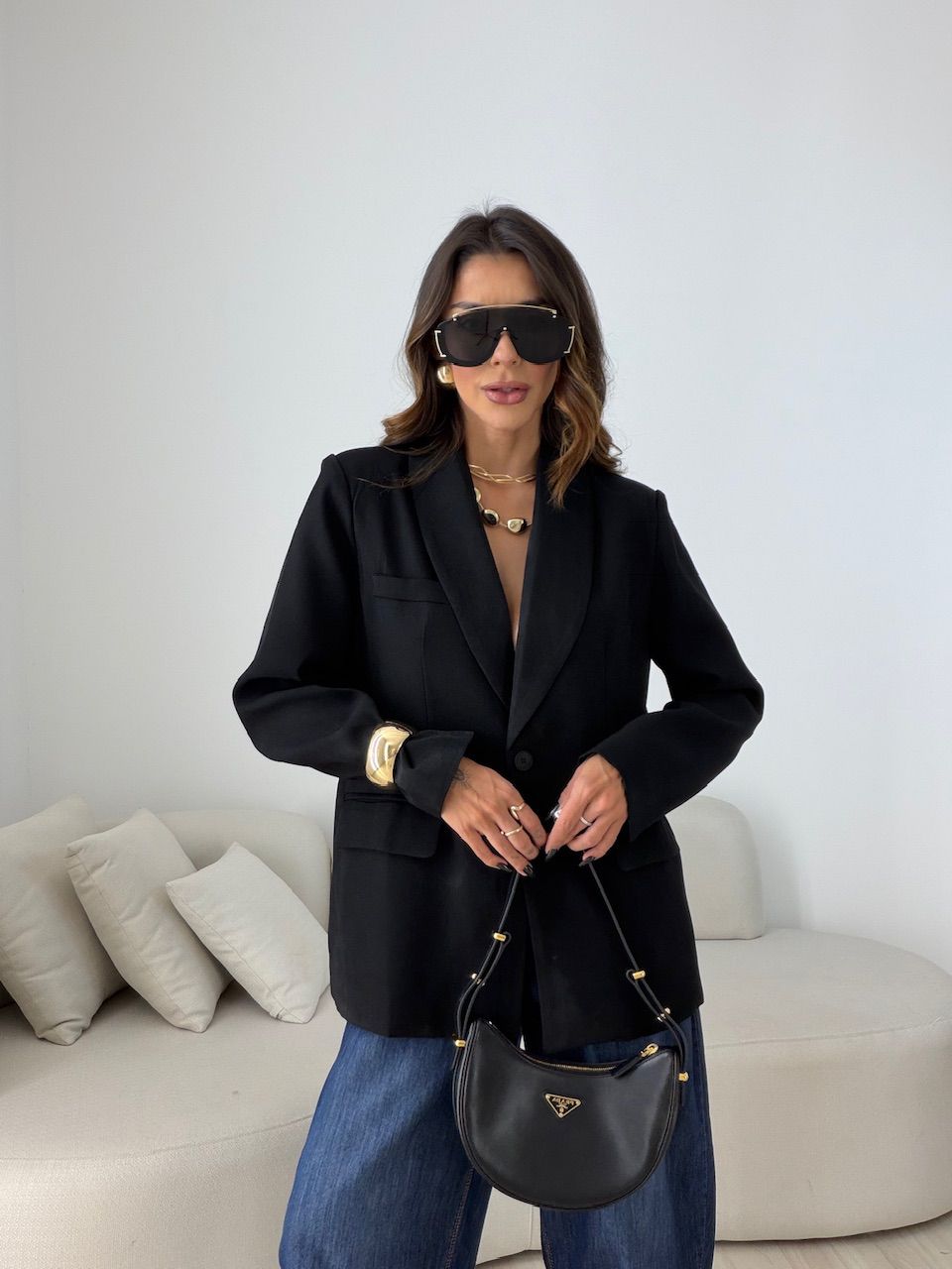 BLAZER CHLOE FORRADO PRETO - 0077470032 - CAROLLA FERRARO