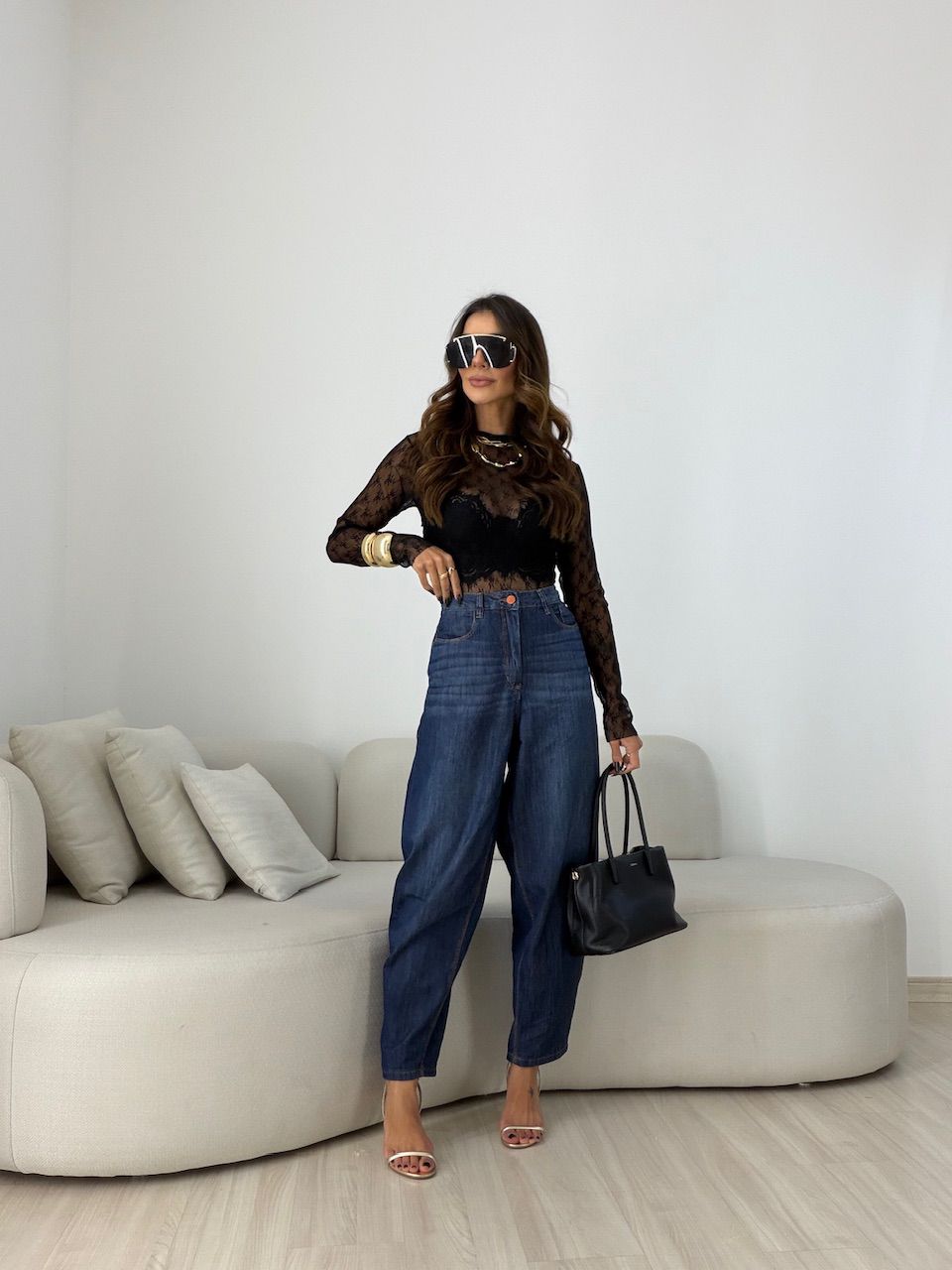 CALÇA THAYNA BALLOON JEANS ESCURO