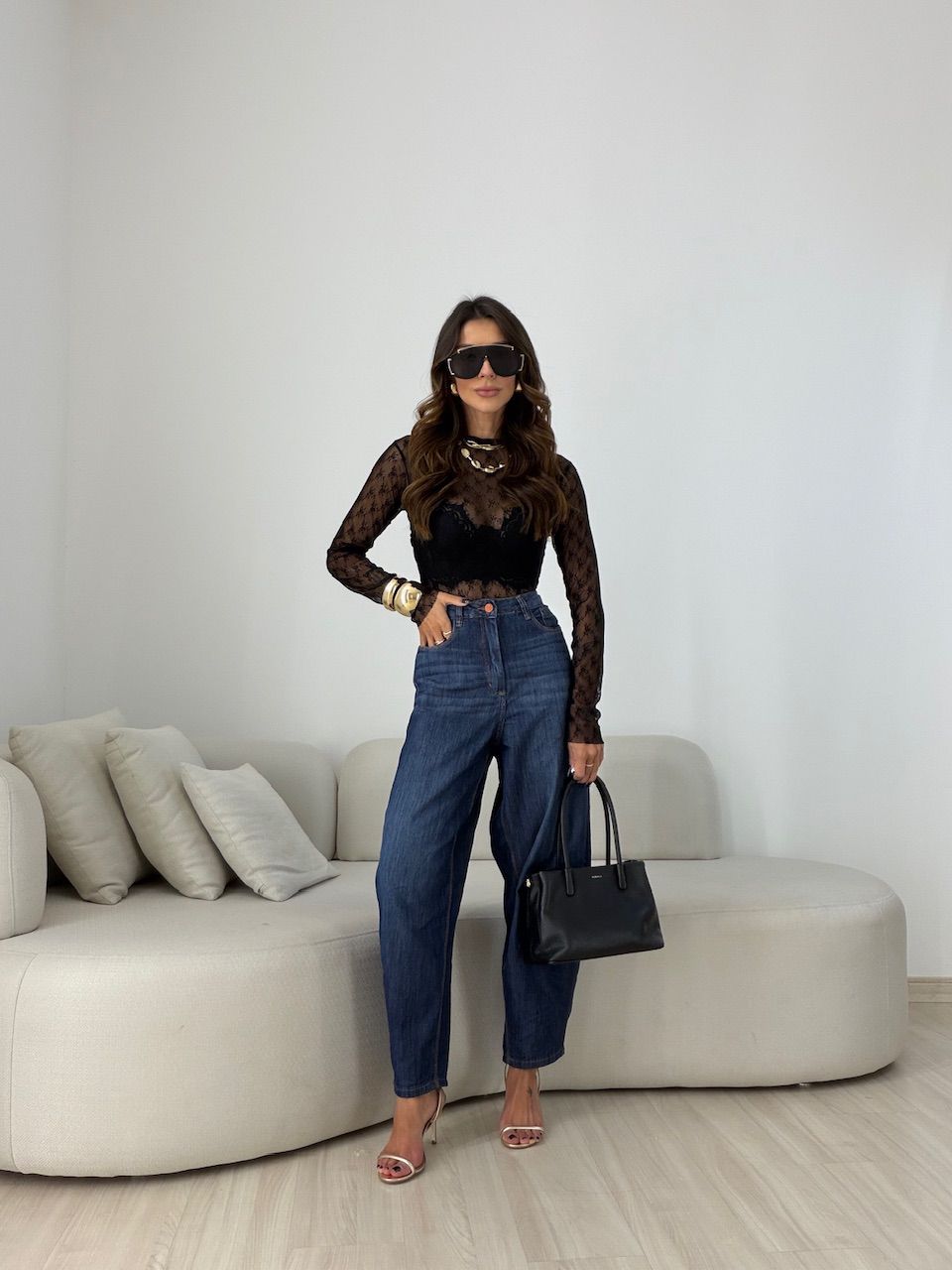 CALÇA THAYNA BALLOON JEANS ESCURO