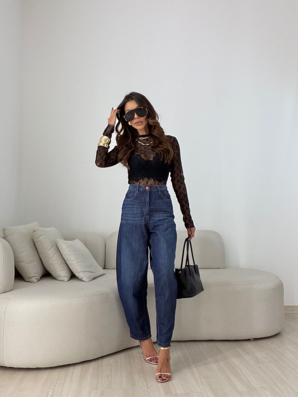 CALÇA THAYNA BALLOON JEANS ESCURO