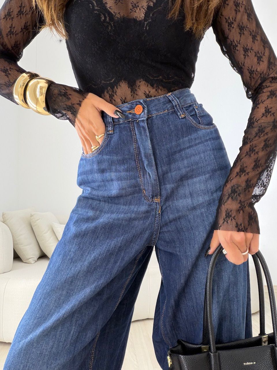 CALÇA THAYNA BALLOON JEANS ESCURO