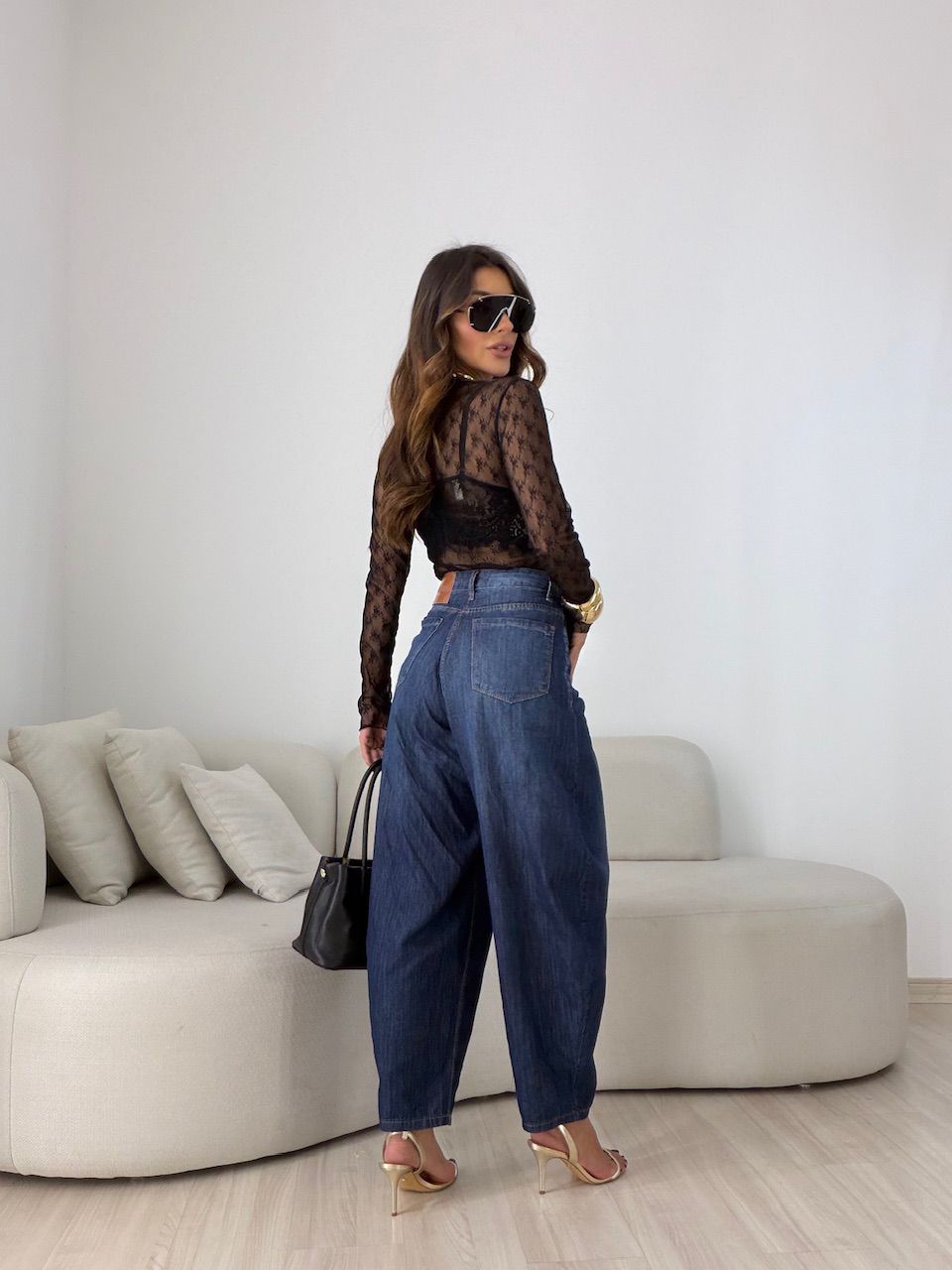 CALÇA THAYNA BALLOON JEANS ESCURO