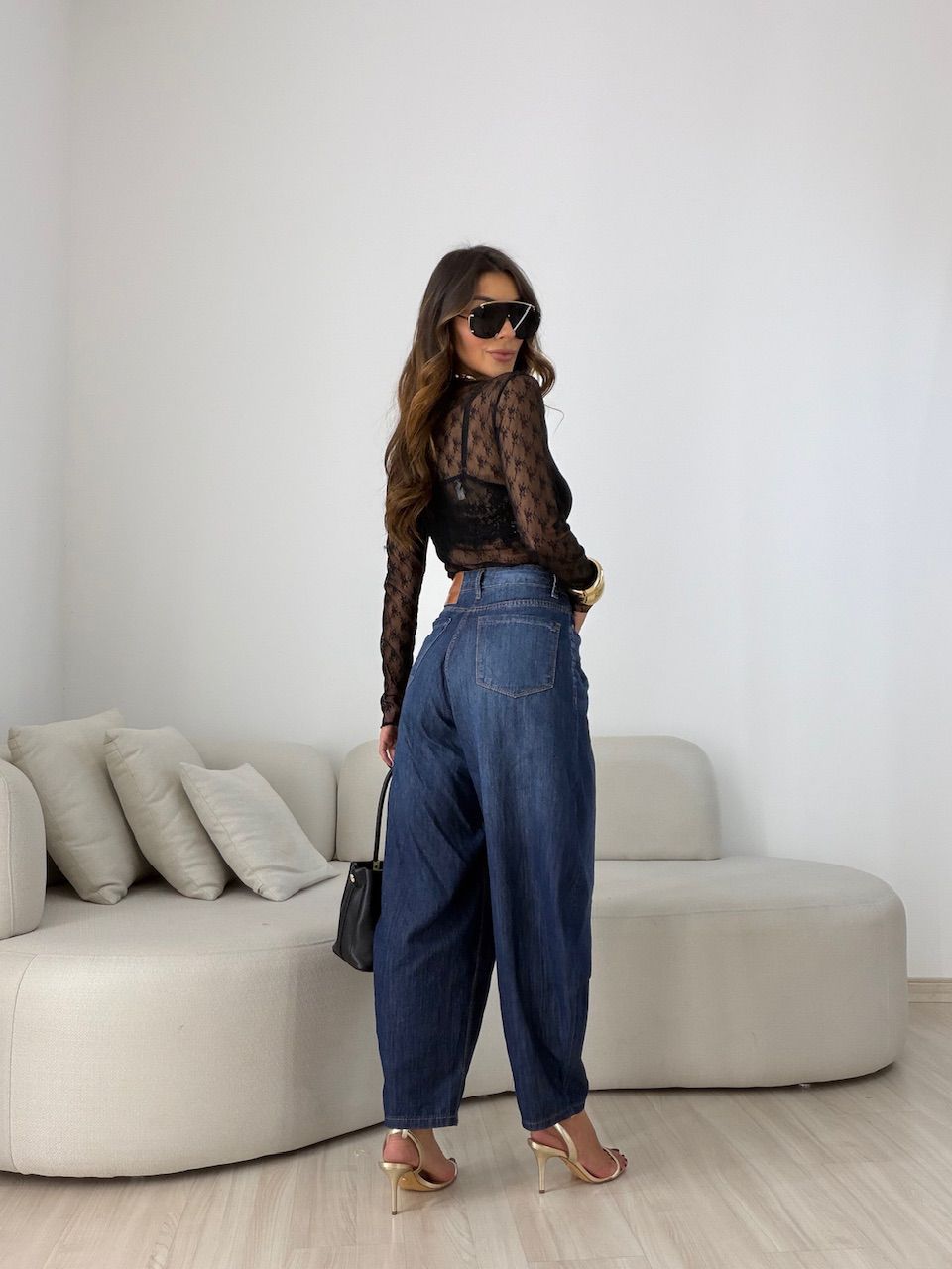 CALÇA THAYNA BALLOON JEANS ESCURO