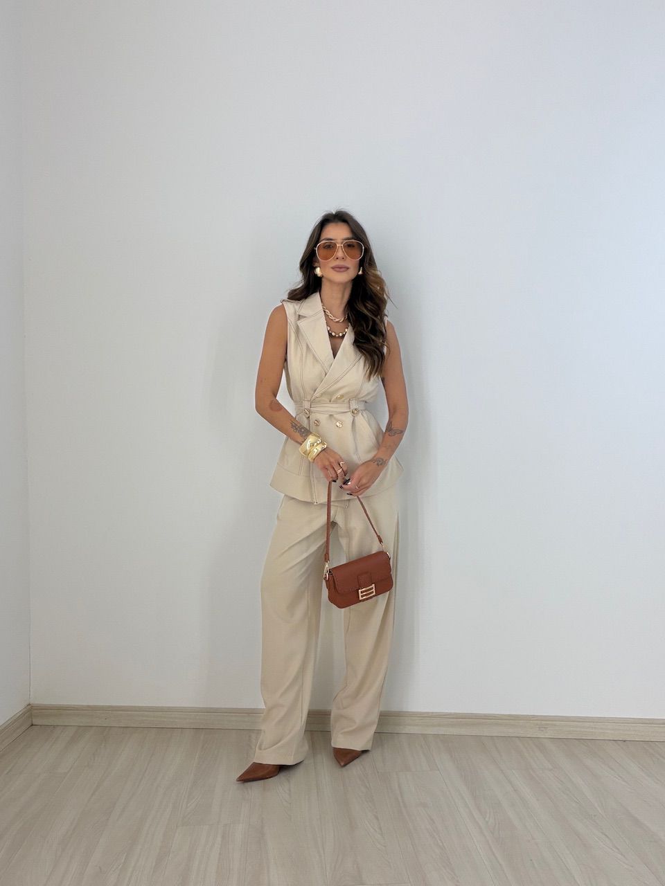 CONJUNTO HELOISA CALÇA AREIA