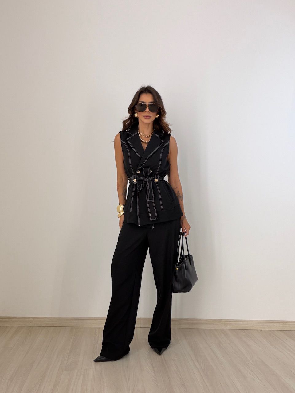 CONJUNTO HELOISA CALÇA PRETO - 0077370032 - CAROLLA FERRARO