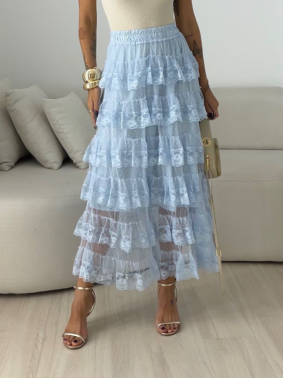 SAIA CAROLINE RENDA AZUL - 0077180109 - CAROLLA FERRARO