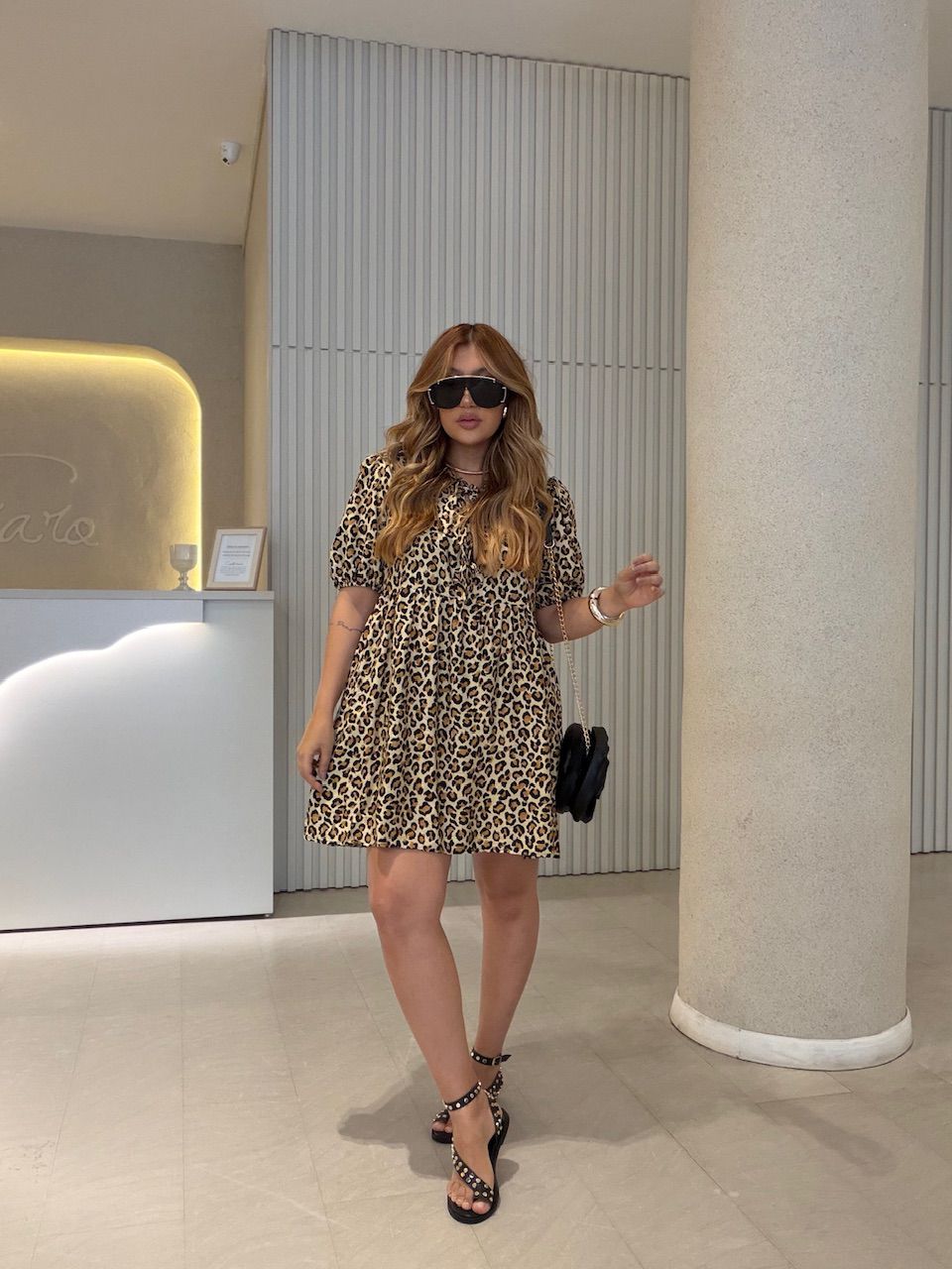 VESTIDO LORRAINE ANIMAL PRINT AMARELO