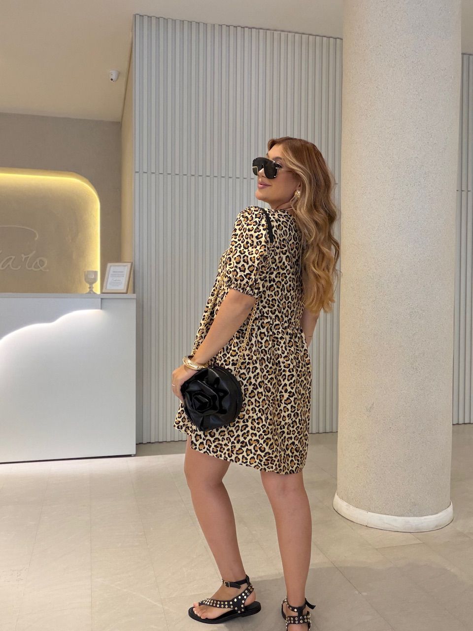 VESTIDO LORRAINE ANIMAL PRINT AMARELO