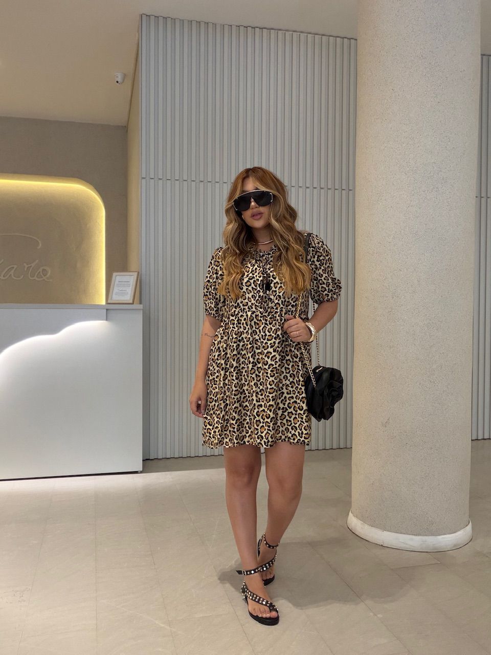 VESTIDO LORRAINE ANIMAL PRINT AMARELO