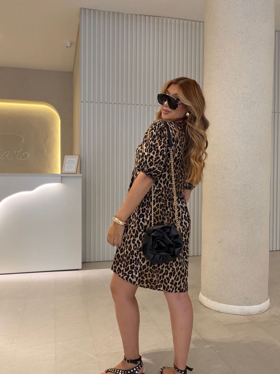 VESTIDO LORRAINE ANIMAL PRINT MARROM