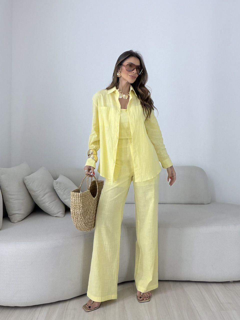 TRIJUNTO VANDA CALÇA AMARELO - 0079950111 - CAROLLA FERRARO