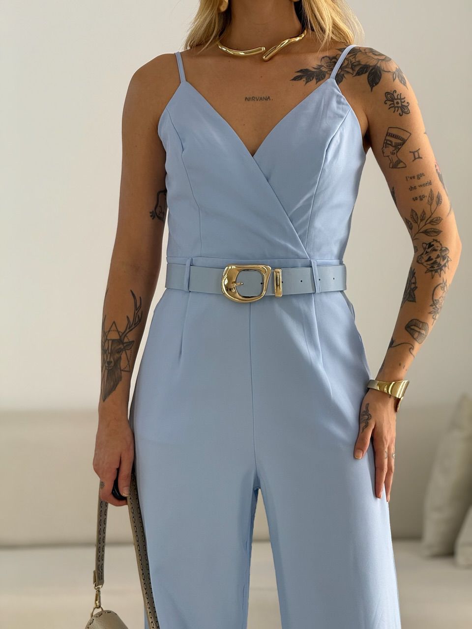 MACACÃO MAGALI CINTO AZUL