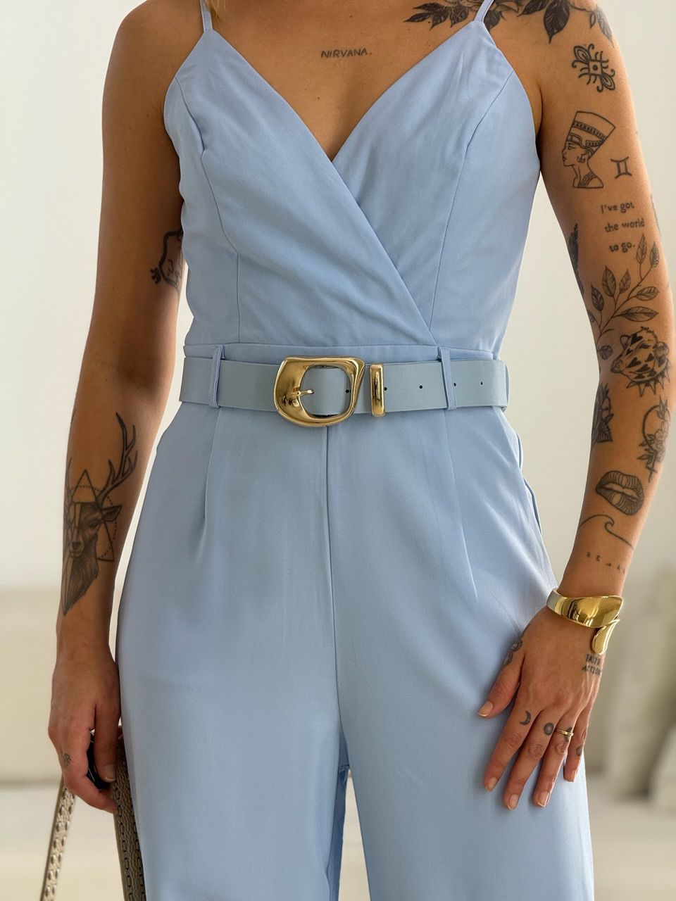 MACACÃO MAGALI CINTO AZUL