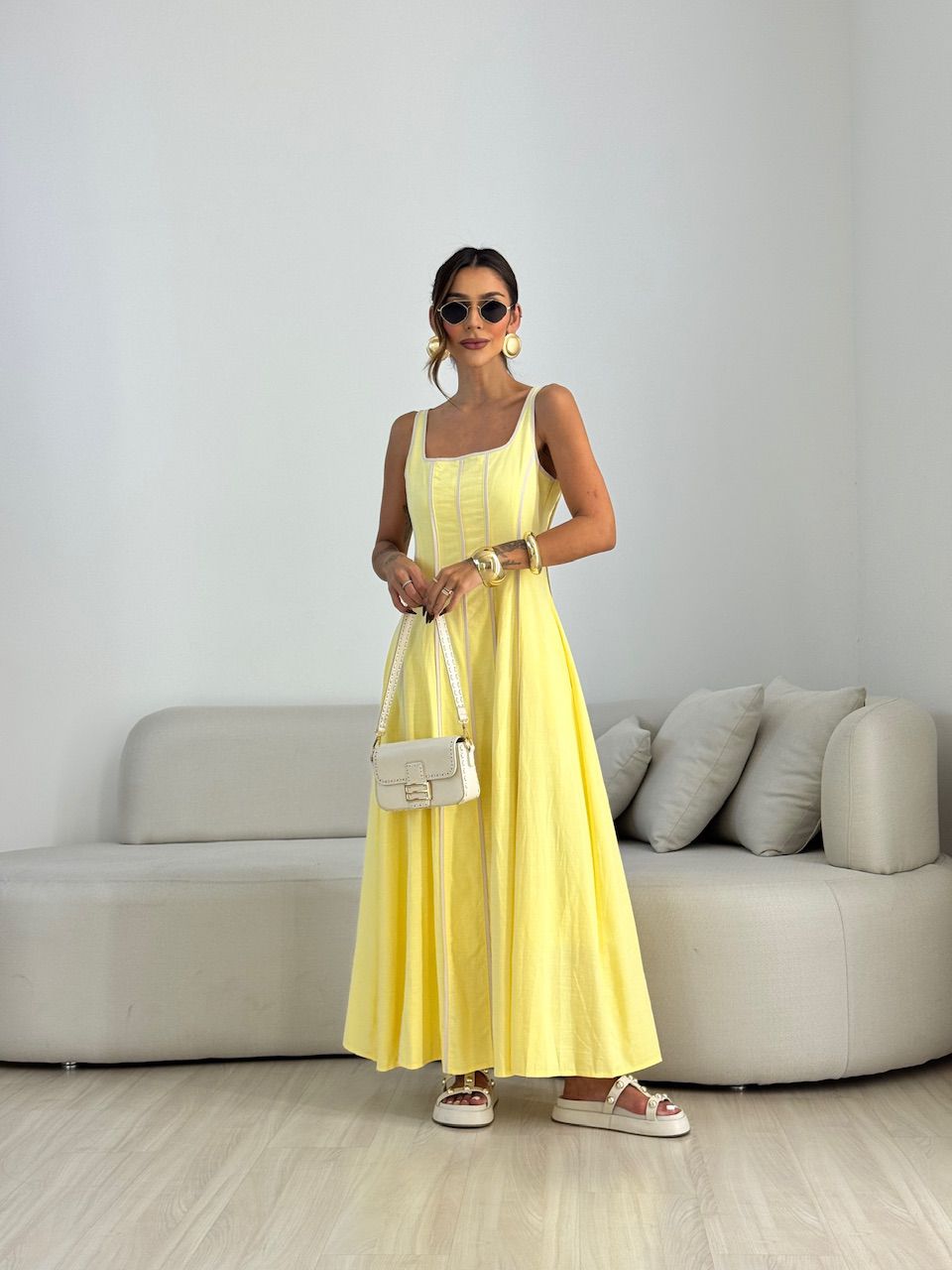 VESTIDO IVANA VIÉS YELLOW BUTTER