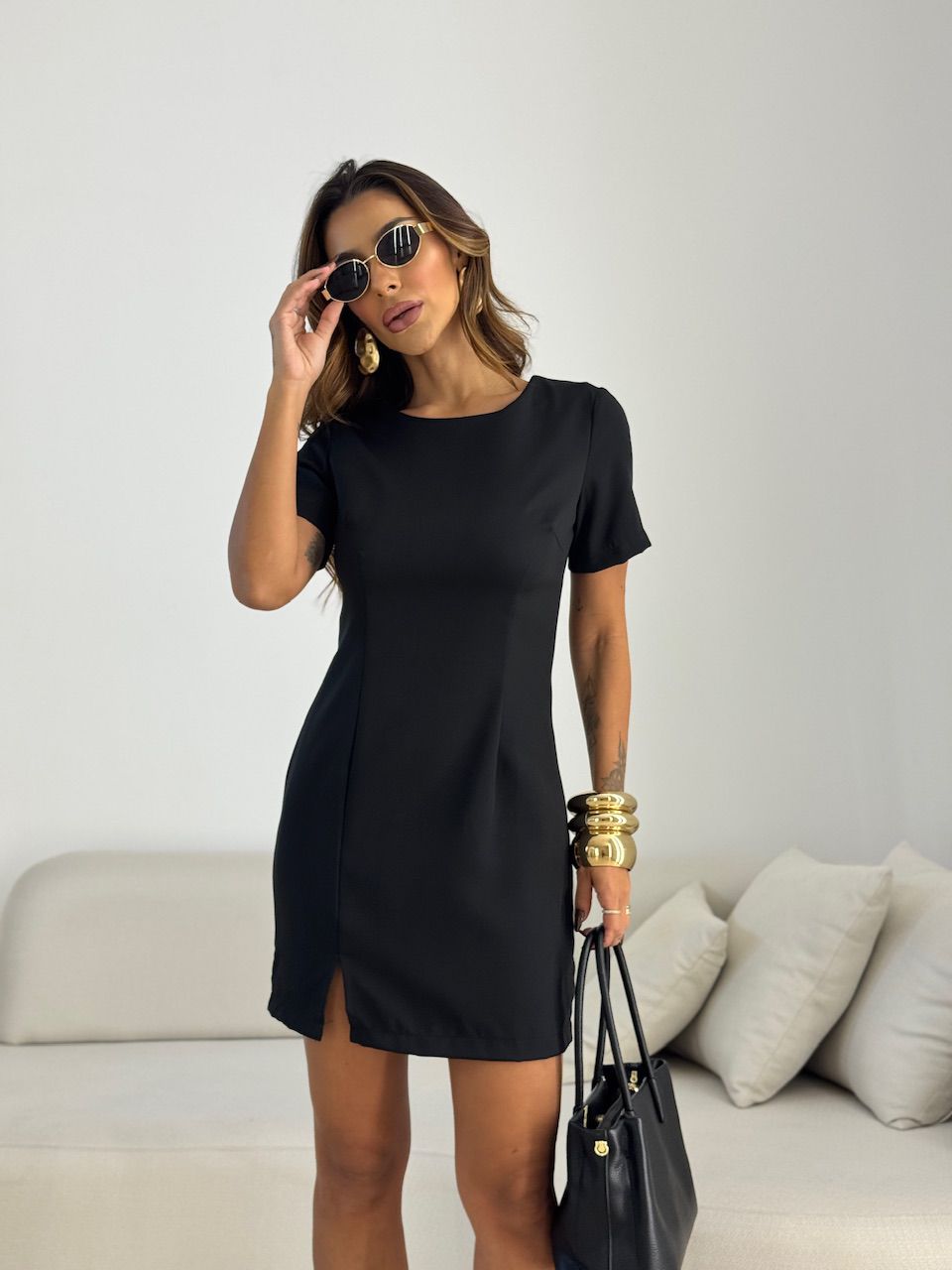 VESTIDO MELINDA MANGA CURTA PRETO