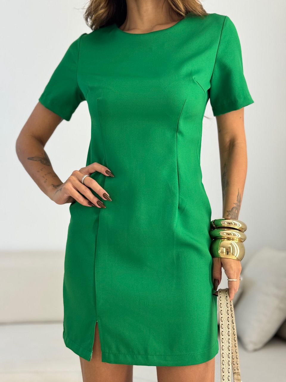 VESTIDO MELINDA MANGA CURTA VERDE