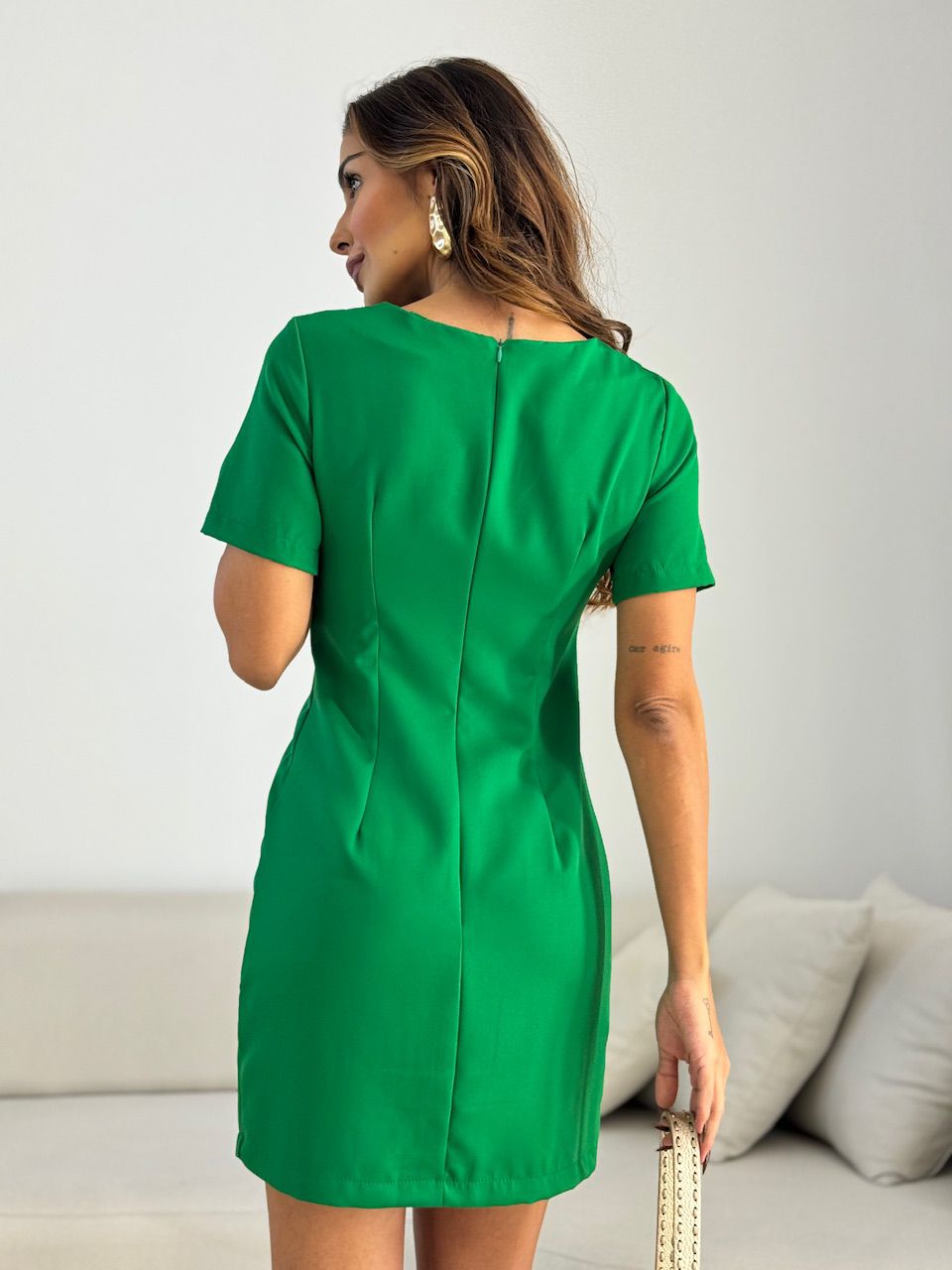 VESTIDO MELINDA MANGA CURTA VERDE