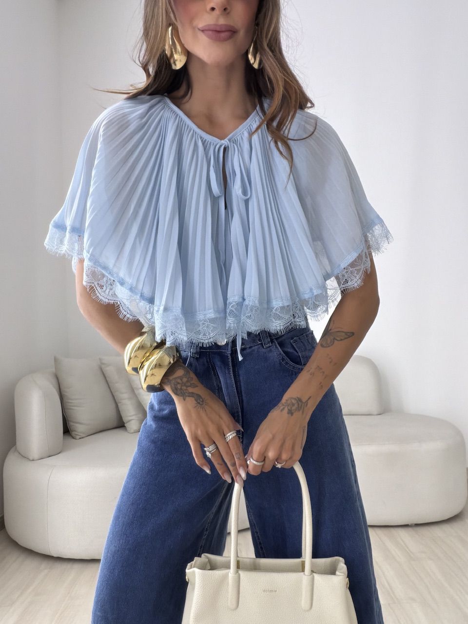 BLUSA BETINA PLISSADA AZUL