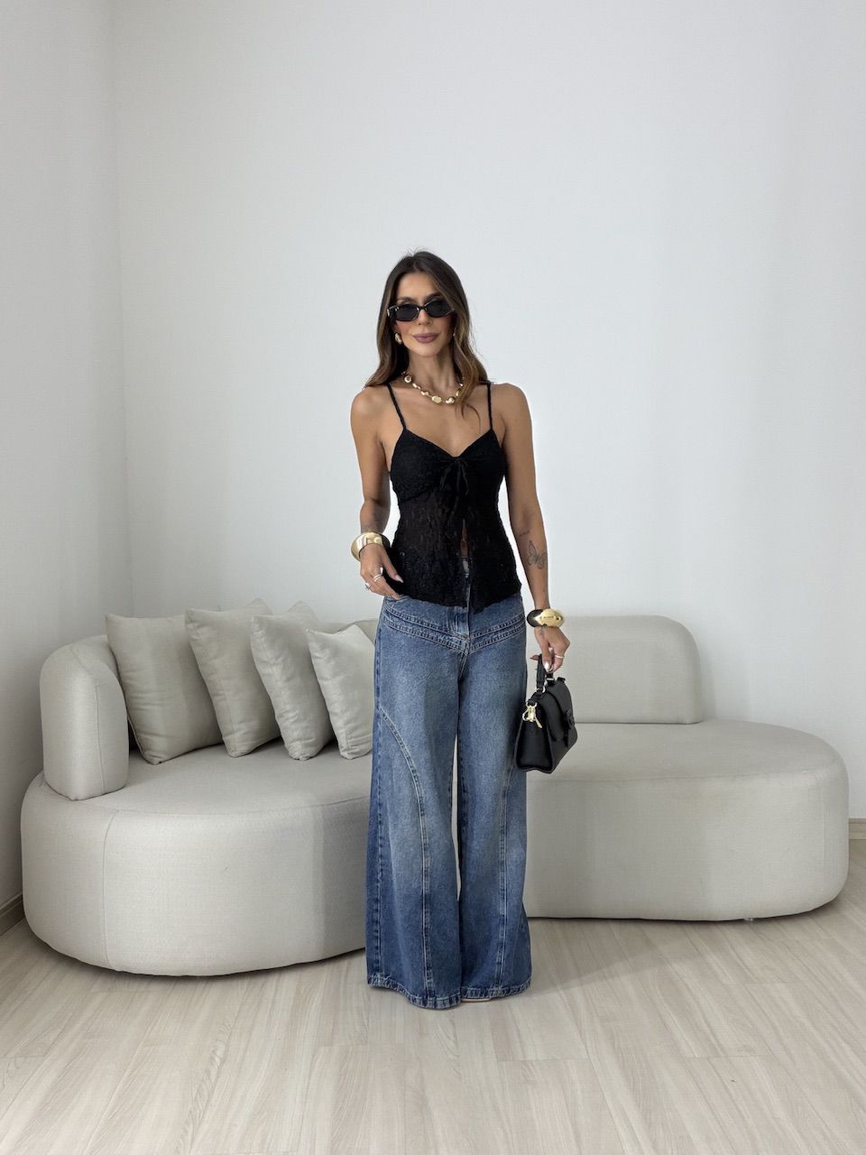 BLUSA KATE BABADOS PRETA