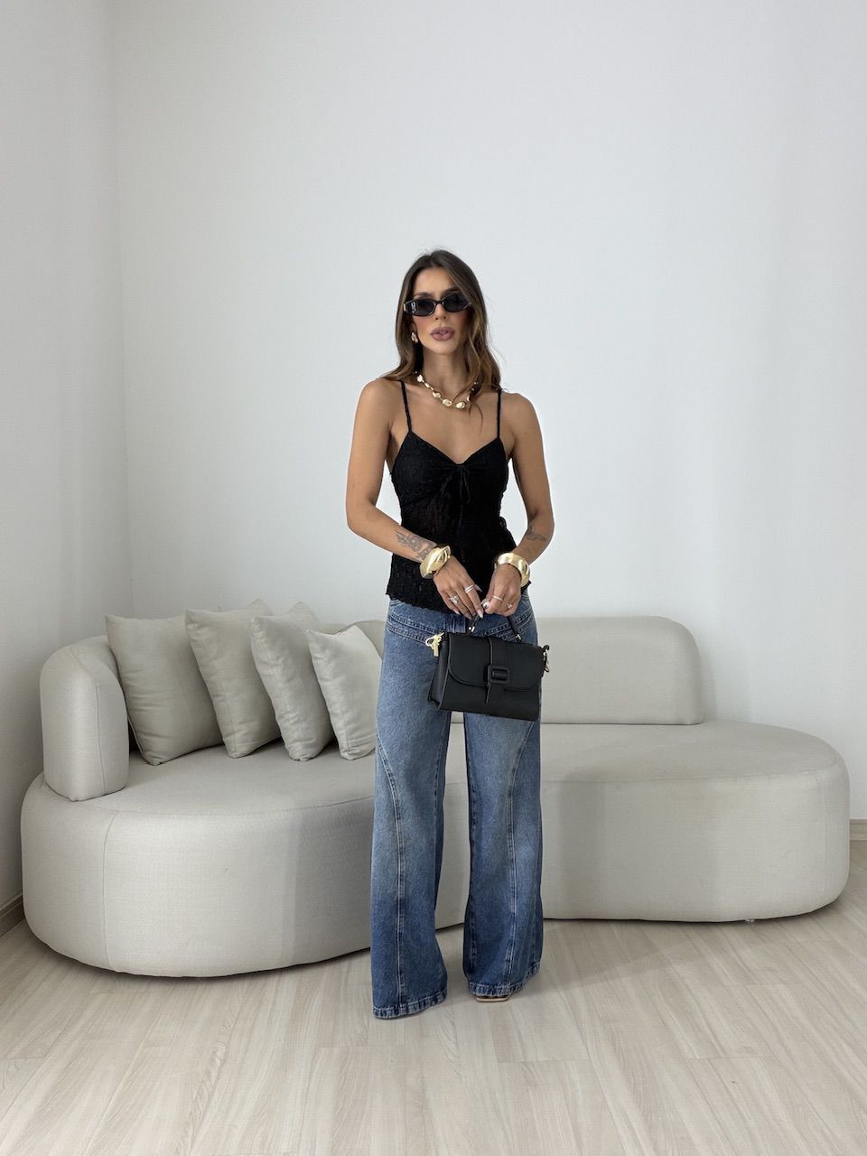 BLUSA KATE BABADOS PRETA