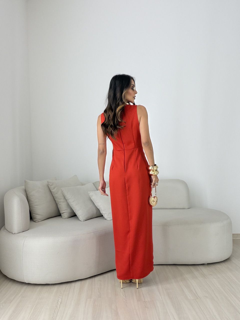 VESTIDO BELLA DECOTE VERMELHO