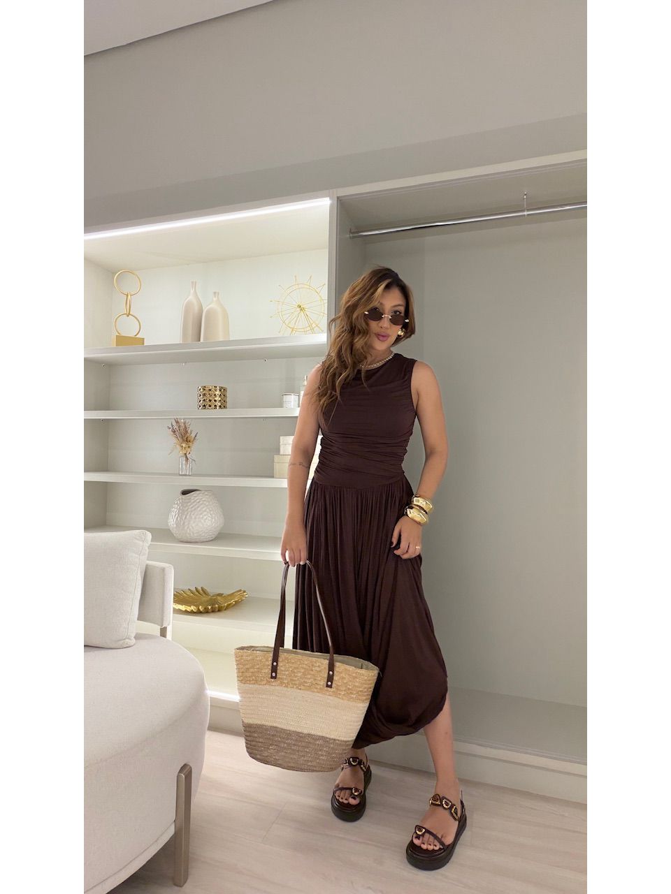 VESTIDO MÁRCIA CAVADO CAFÉ