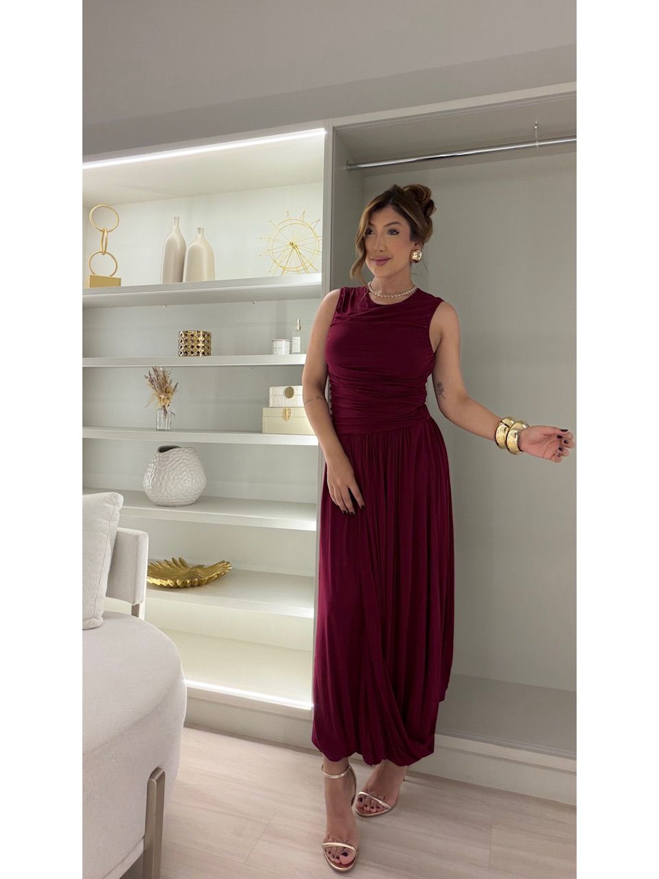 VESTIDO MÁRCIA CAVADO VINHO - 0082130168 - CAROLLA FERRARO