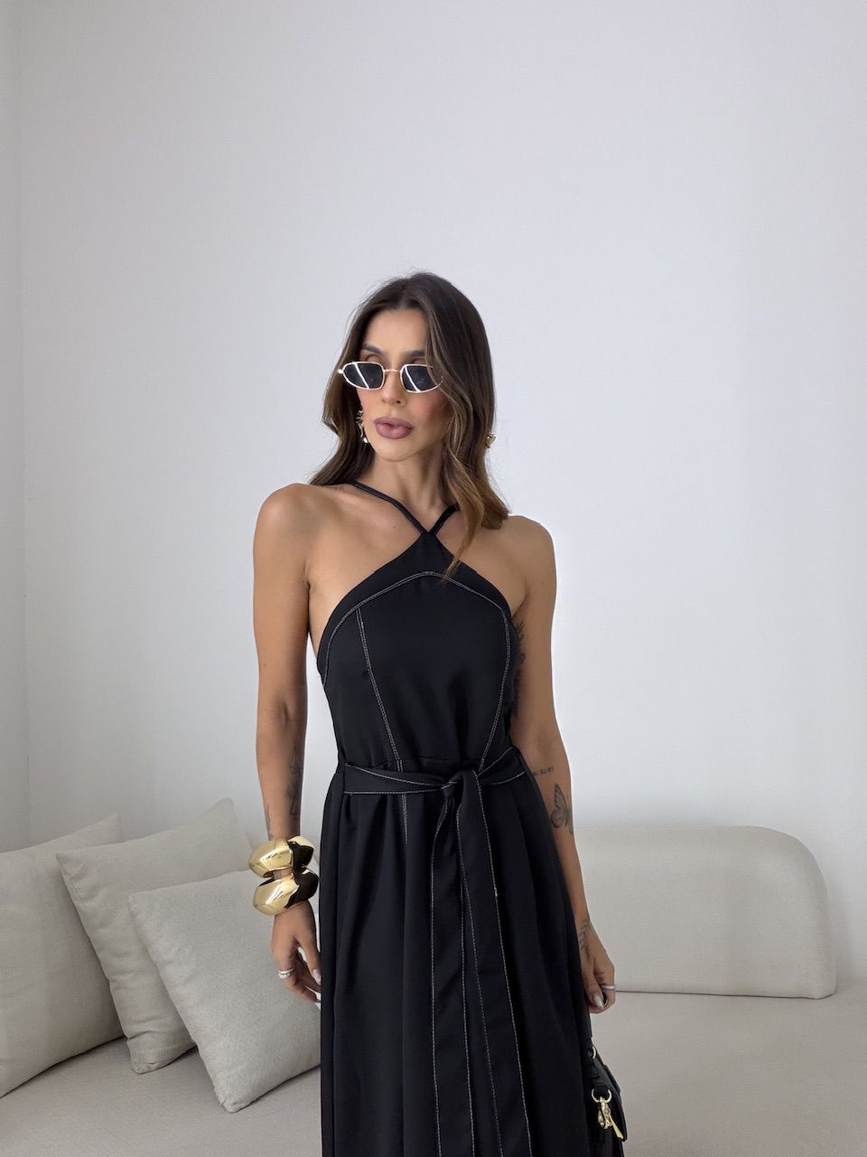 VESTIDO SOLANGE FRENTE ÚNICA PRETO